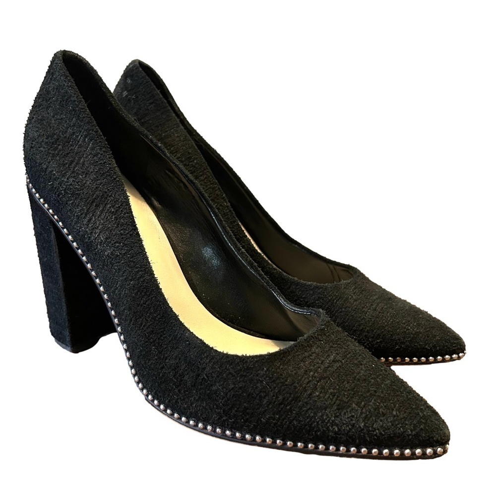 1.STATE textured black heels with small stud trim size 7.5